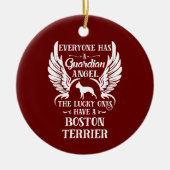 Boston Terrier Dog Guardian Angel Keramik Ornament (Vorne)