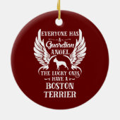 Boston Terrier Dog Guardian Angel Keramik Ornament (Hinten)