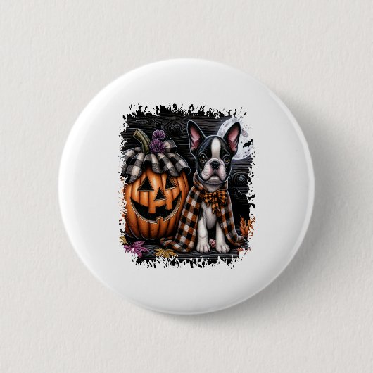 Boston Terrier Dog Halloween Button (Vorderseite)