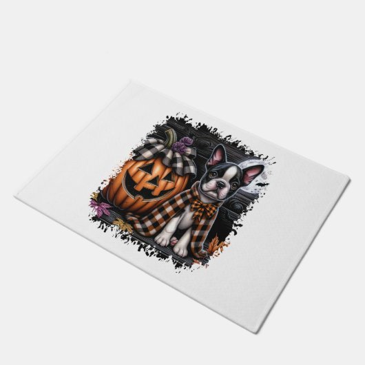 Boston Terrier Dog Halloween Fußmatte (Schrägansicht)