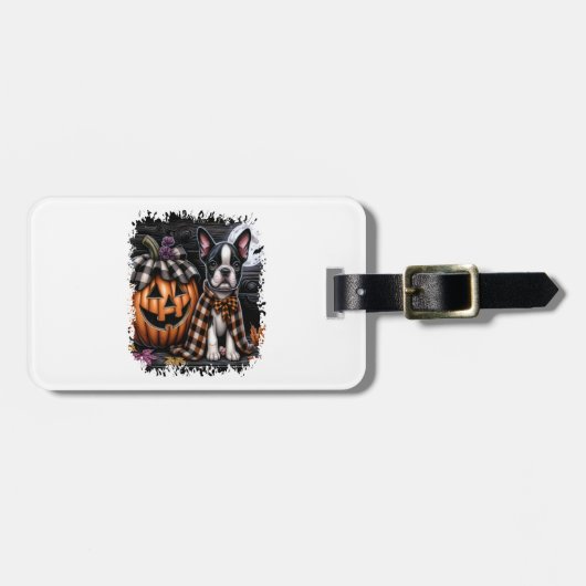 Boston Terrier Dog Halloween Gepäckanhänger (Vorderseite horizontal)