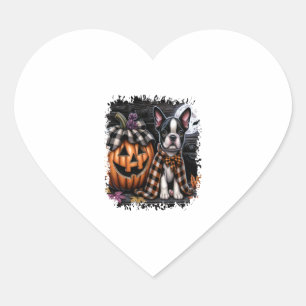 Boston Terrier Dog Halloween Herz-Aufkleber