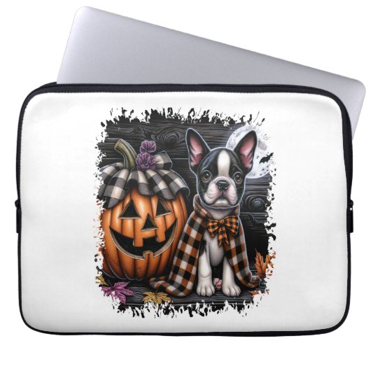 Boston Terrier Dog Halloween Laptopschutzhülle (Vorderseite)