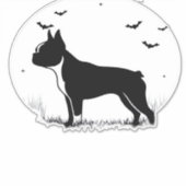 Boston Terrier Dog � Halloween Moon Silhouette Ove Aufkleber (Vorderseite)