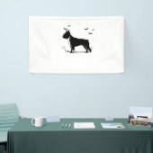Boston Terrier Dog - Halloween Moon Silhouette Ove Banner (Messeveranstaltung)