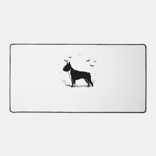 Boston Terrier Dog - Halloween Moon Silhouette Ove Schreibtischunterlage (Vorderseite)