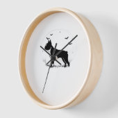 Boston Terrier Dog - Halloween Moon Silhouette Ove Uhr (Winkel)