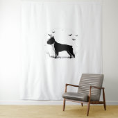 Boston Terrier Dog - Halloween Moon Silhouette Ove Wandteppich (Beispiel)