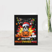 Boston Terrier Dog Halloween und frohe Weihnachten Karte (Vorderseite)