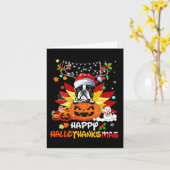 Boston Terrier Dog Halloween und frohe Weihnachten Karte (Gelbe Blume)