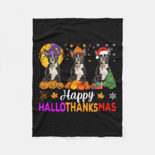 Boston Terrier Dog Halloween Weihnachtsdank Fleecedecke