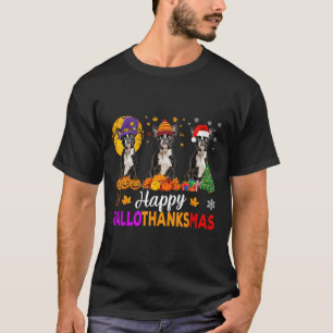 Boston Terrier Dog Halloween Weihnachtsdank T-Shirt