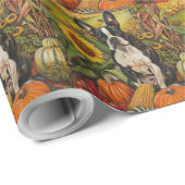 Boston Terrier Dog Herbsternte Erntedank Geschenkpapier (Rolleneckpunkt)