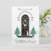 Boston Terrier Dog Holiday Weihnachts-Party Einladung (Stehend Vorderseite)