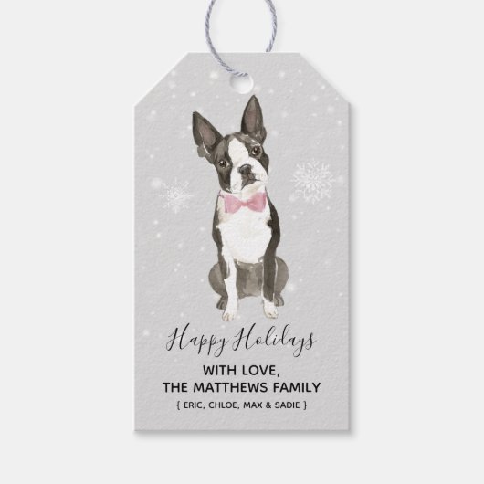 Boston Terrier Dog Holiday Weihnachtsgeschenk Tag Geschenkanhänger (Vorderseite)