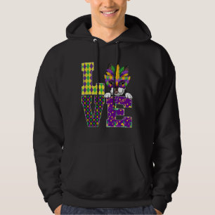 Boston Terrier Dog I Liebe Mardi Gras Kostümmaske Hoodie