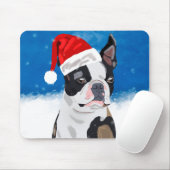 Boston Terrier Dog im Schnee Weihnachtsfeiertag Mousepad (Mit Mouse)