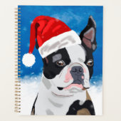 Boston Terrier Dog im Schnee Weihnachtsfeiertag Planer (Vorderseite)