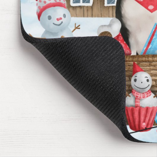 Boston Terrier Dog im Schnee Weihnachtshundehaus Mousepad (Ecke)