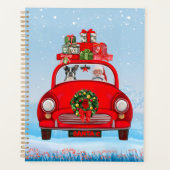 Boston Terrier Dog in Auto mit dem Weihnachtsmann Planer (Vorderseite)