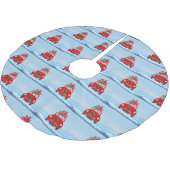 Boston Terrier Dog in Auto mit dem Weihnachtsmann Polyester Weihnachtsbaumdecke (Schrägansicht)