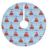 Boston Terrier Dog in Auto mit dem Weihnachtsmann Polyester Weihnachtsbaumdecke (Vorderseite)