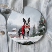 Boston Terrier Dog in Schneeweihen Button (Beispiel)