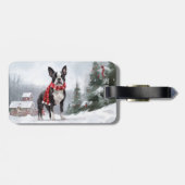 Boston Terrier Dog in Schneeweihen Gepäckanhänger (Rückseite horizontal)