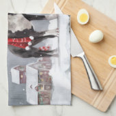 Boston Terrier Dog in Schneeweihen Geschirrtuch (Viertel Falte)