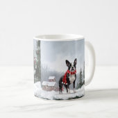 Boston Terrier Dog in Schneeweihen Kaffeetasse (VorderseiteRechts)