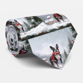 Boston Terrier Dog in Schneeweihen Krawatte (Gerollt)