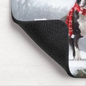 Boston Terrier Dog in Schneeweihen Mousepad (Ecke)