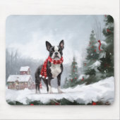 Boston Terrier Dog in Schneeweihen Mousepad (Vorne)
