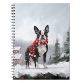 Boston Terrier Dog in Schneeweihen Notizblock (Vorderseite)