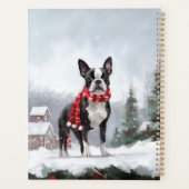 Boston Terrier Dog in Schneeweihen Planer (Rückseite)