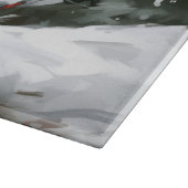 Boston Terrier Dog in Schneeweihen Schneidebrett (Ecke)