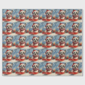 Boston Terrier Dog in Sledge Let it Snow Christmas Geschenkpapier (Flach)