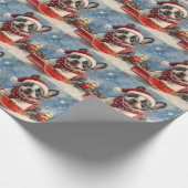 Boston Terrier Dog in Sledge Let it Snow Christmas Geschenkpapier (Ecke)