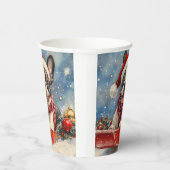 Boston Terrier Dog in Sledge Let it Snow Christmas Pappbecher (Rechts)