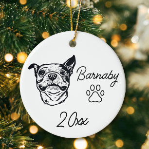 Boston Terrier Dog Individuelle Name & Year Line A Keramik Ornament