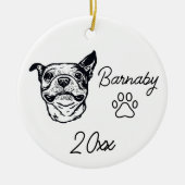 Boston Terrier Dog Individuelle Name & Year Line A Keramik Ornament (Vorne)