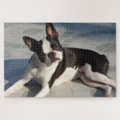 Boston Terrier Dog Jigsaw Puzzle Black and White (Horizontal)