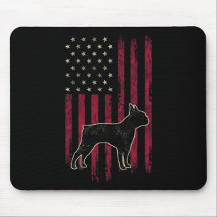 Boston Terrier Dog liebt amerikanische Flagge 4. J Mousepad