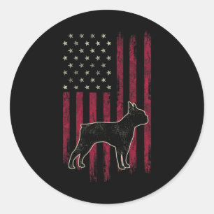 Boston Terrier Dog liebt amerikanische Flagge 4. J Runder Aufkleber