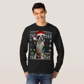 Boston Terrier Dog Lights Ugly Puppy Weihnachtsman T-Shirt (Vorne ganz)