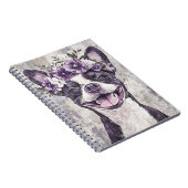 Boston Terrier Dog Lila Floral Notizblock (Rechte Seite)