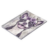 Boston Terrier Dog Lila Floral Notizblock (Linke Seite)