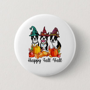 Boston Terrier Dog Lover Fall Ya'll Halloween-Kost Button