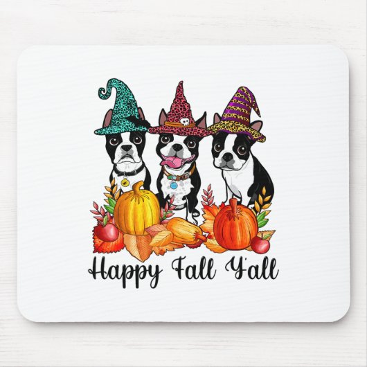 Boston Terrier Dog Lover Fall Ya'll Halloween-Kost Mousepad (Vorne)