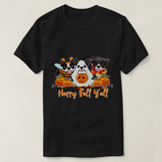 Boston Terrier Dog Lover Fall Yall Halloween T-Shirt (Design vorne)